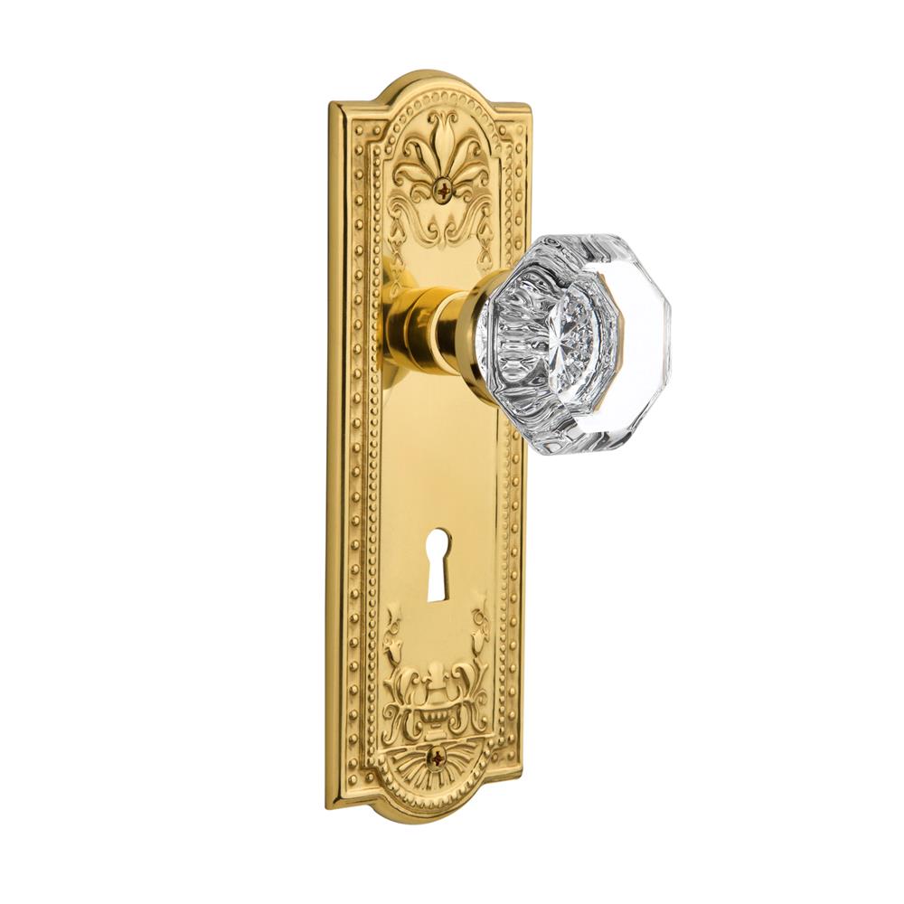 Nostalgic Warehouse MEAWAL Double Dummy Knob Meadows Plate with Waldorf Knob and Keyhole in Unlacquered Brass